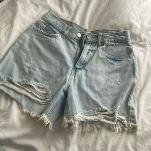 Light wash denim shorts